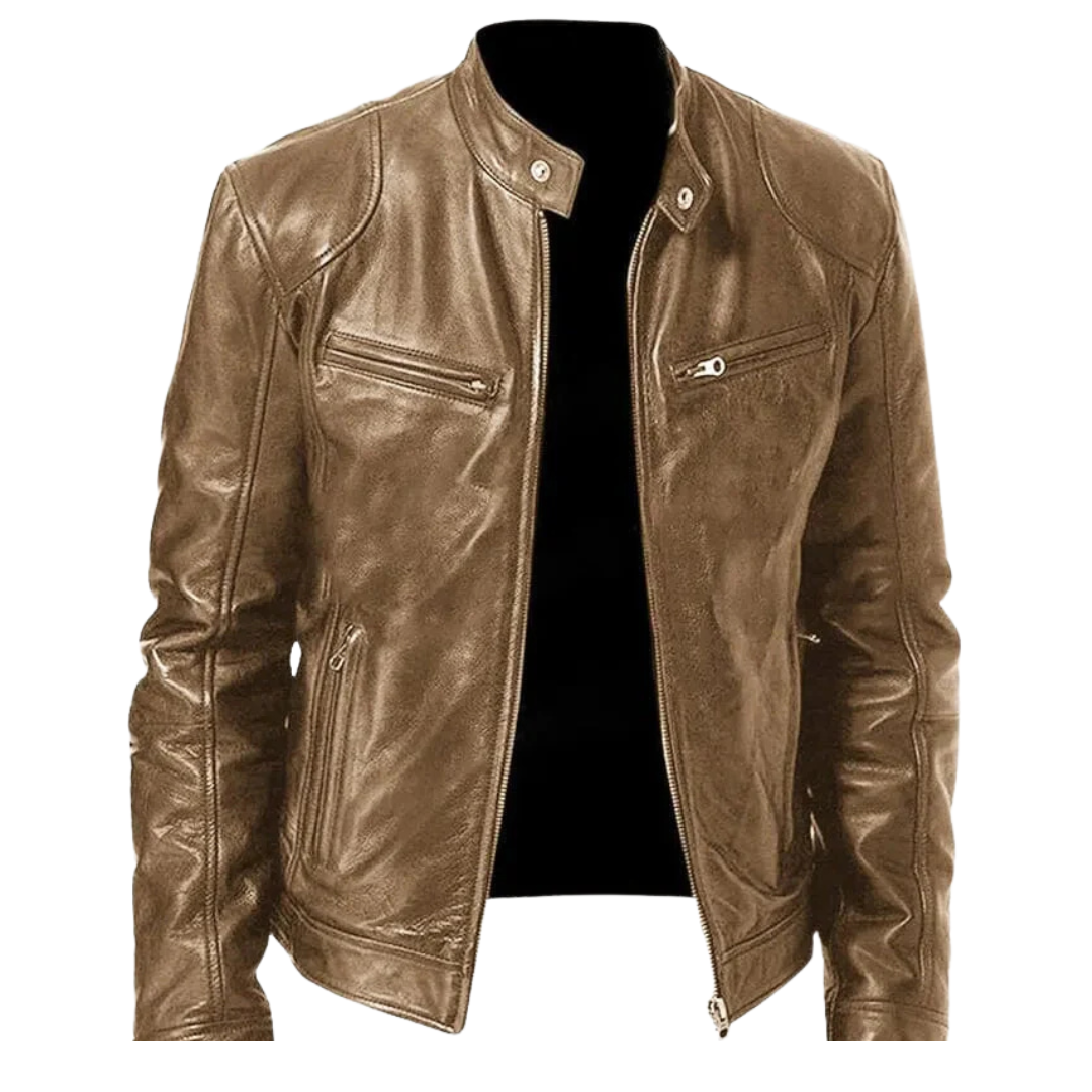 Lederjacke im Biker-Stil mit Reißverschlusstaschen – UrbanStoff Classic