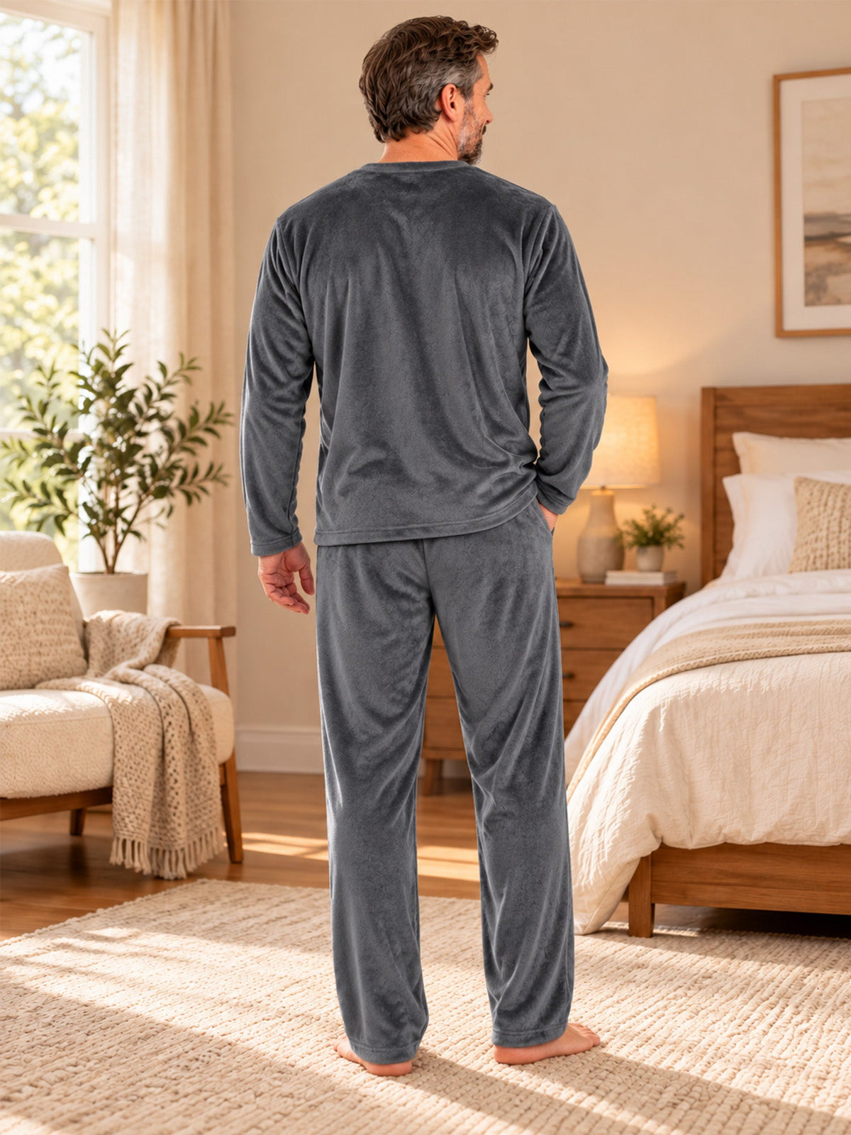 Herren Kuscheliges Thermo-Samt-Pyjama-Set