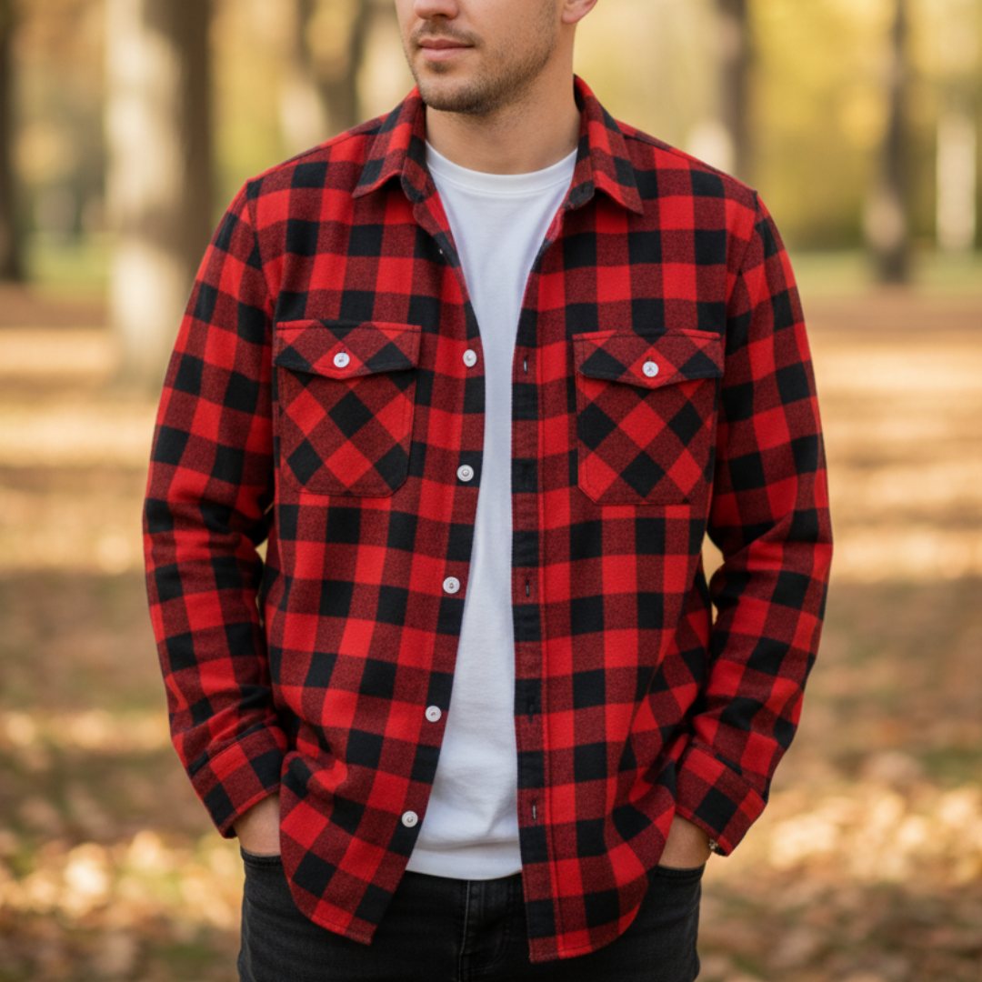 Herren Flanellhemd mit Karomuster | Leichtes Overshirt