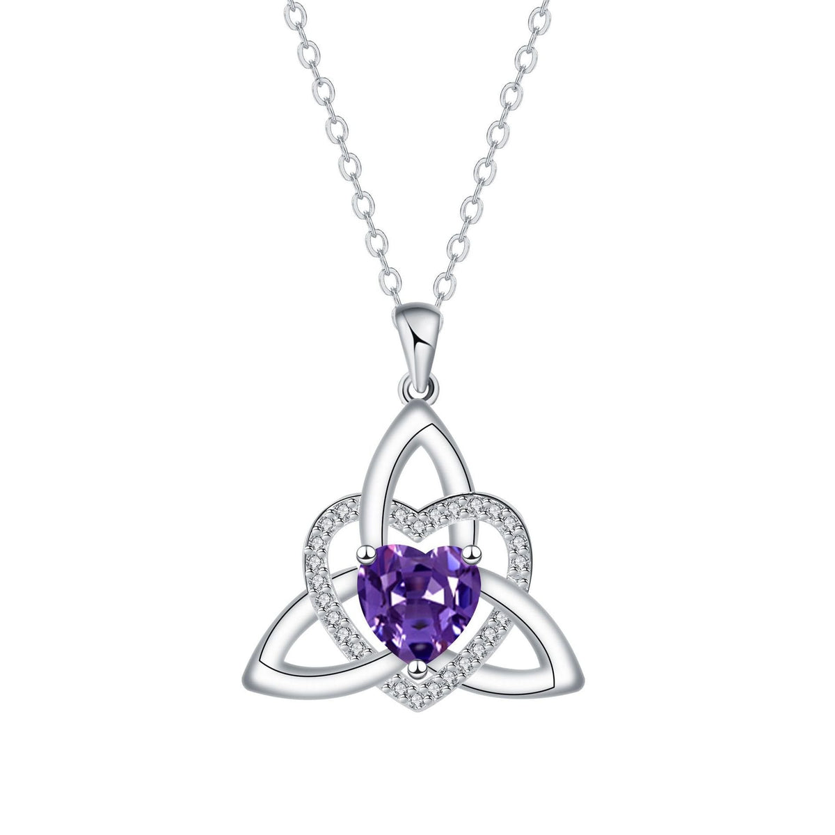 Geburtsstein Keltischer Trinity Knoten Herz Halskette Herzförmiger Keltischer Trinity Knoten Geburtsstein Anhänger