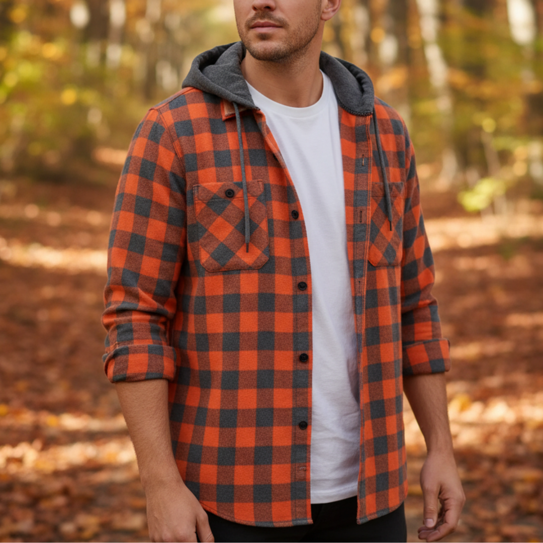 Flanell Pullover mit Kapuze & Karo-Design – Nordspur TrailHaven