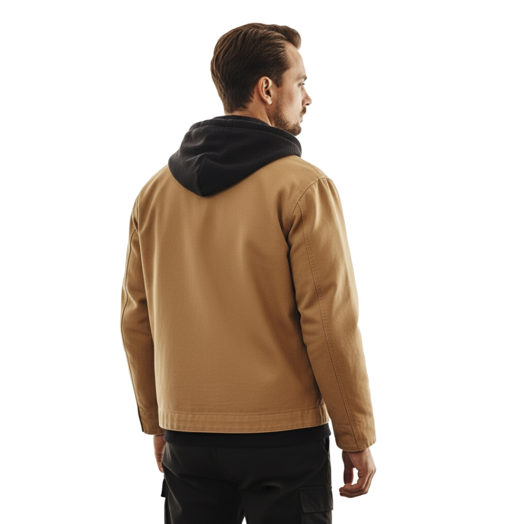 Canvas-Arbeitsjacke für Herren mit Cordkragen – Utility Zip Jacke