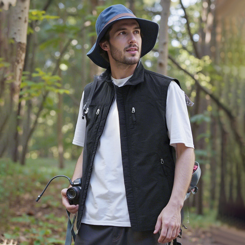 Ärmelloser Oversized Herren-Gilet mit Taschen