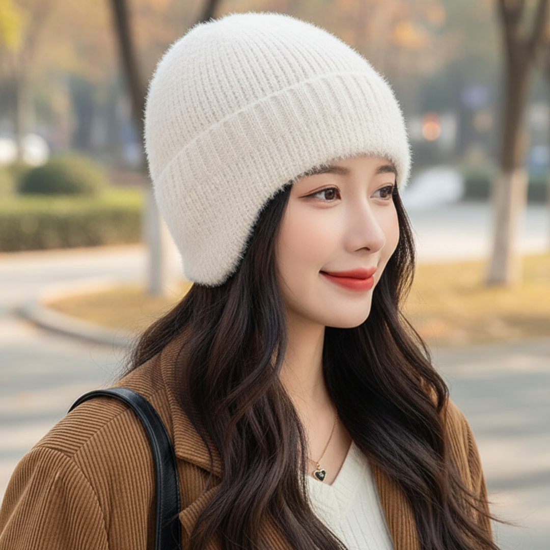 Mütze Damen mit Ohrenschutz & weichem Strick – SnowWarm Knit Cap