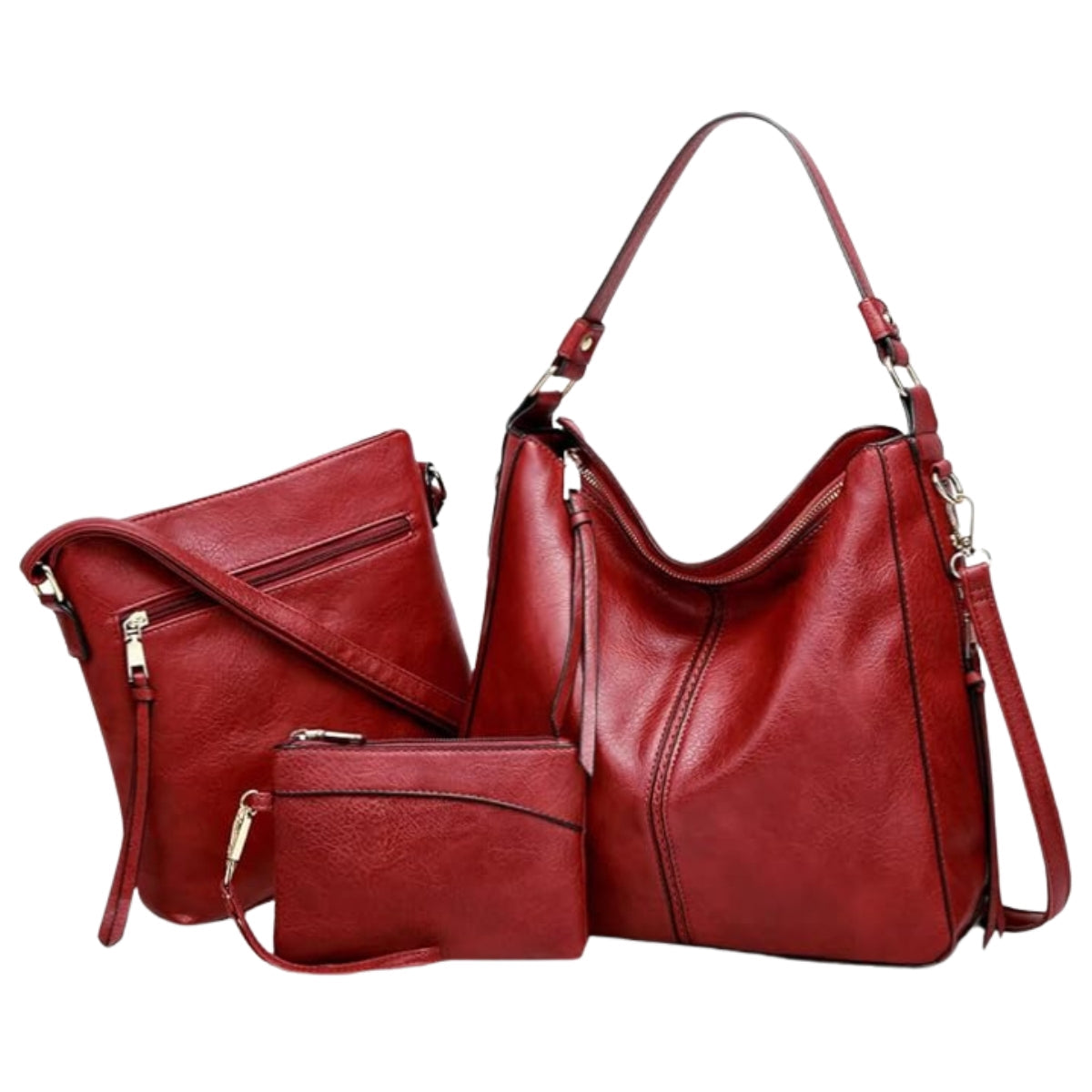 Luxuriöses Leder 3-teiliges Hobo-Taschen-Set