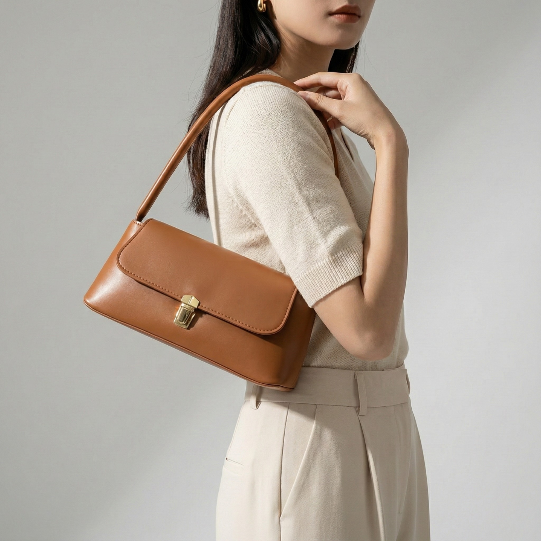Nordspur | Retro Schulterhandtasche mit Überschlag