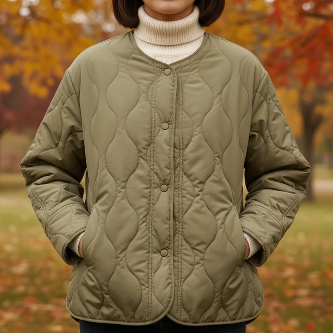 Mantel Damen wattiert & gesteppt mit Druckknöpfen – Quiltaura Coat