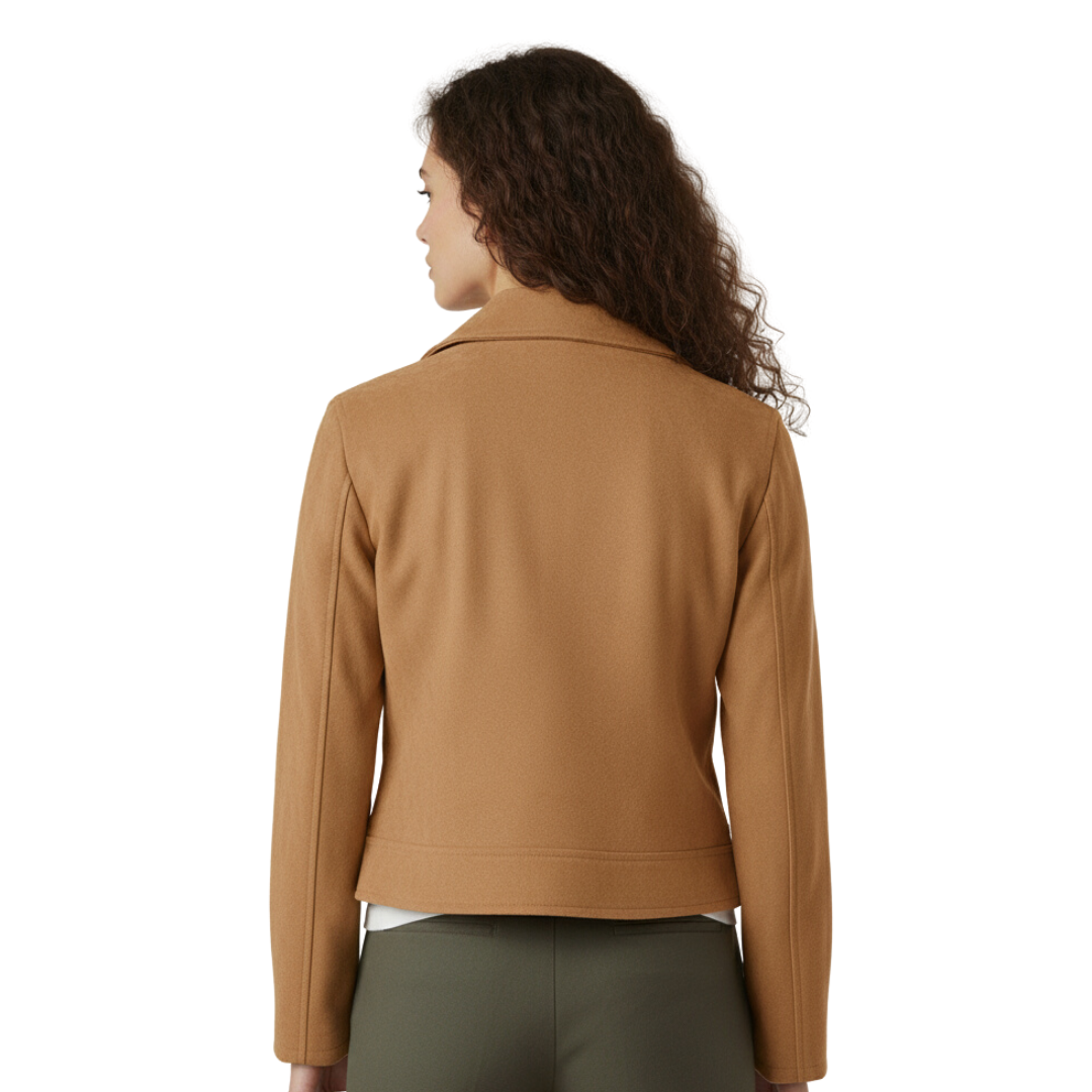 Damen Bikerjacke in Wildleder-Optik – Soft-Edge Moto Mantel