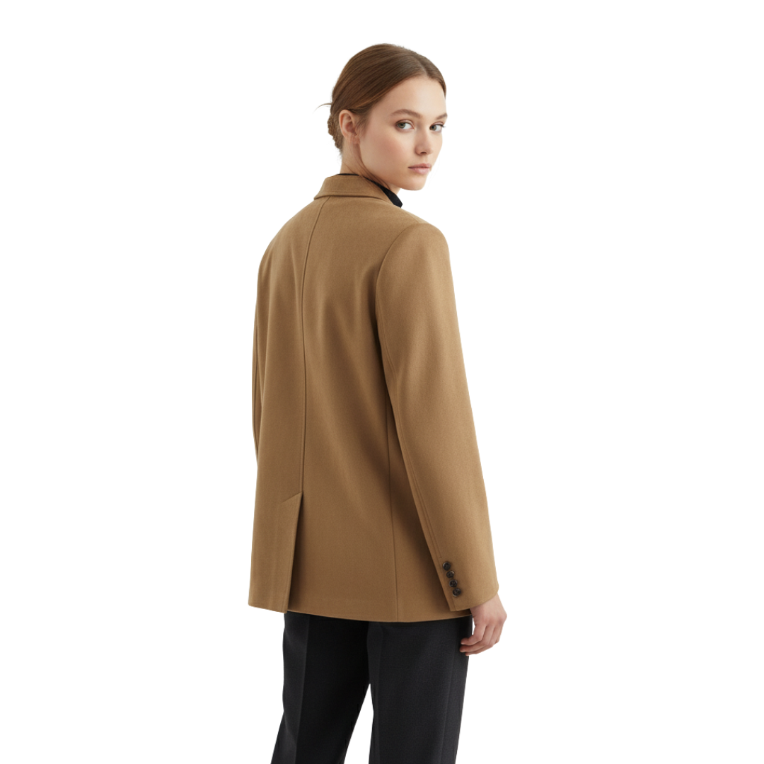 Damen Einreihiger Wollmantel – Taillierter Langer Mantel