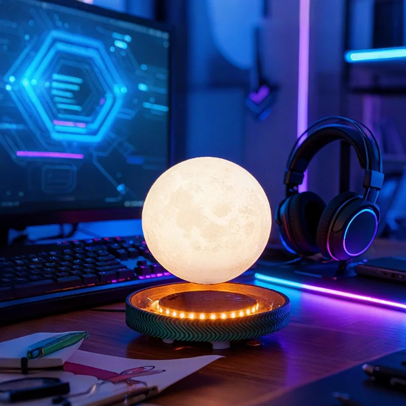 Schwebende Lampe mit magnetischer Levitation