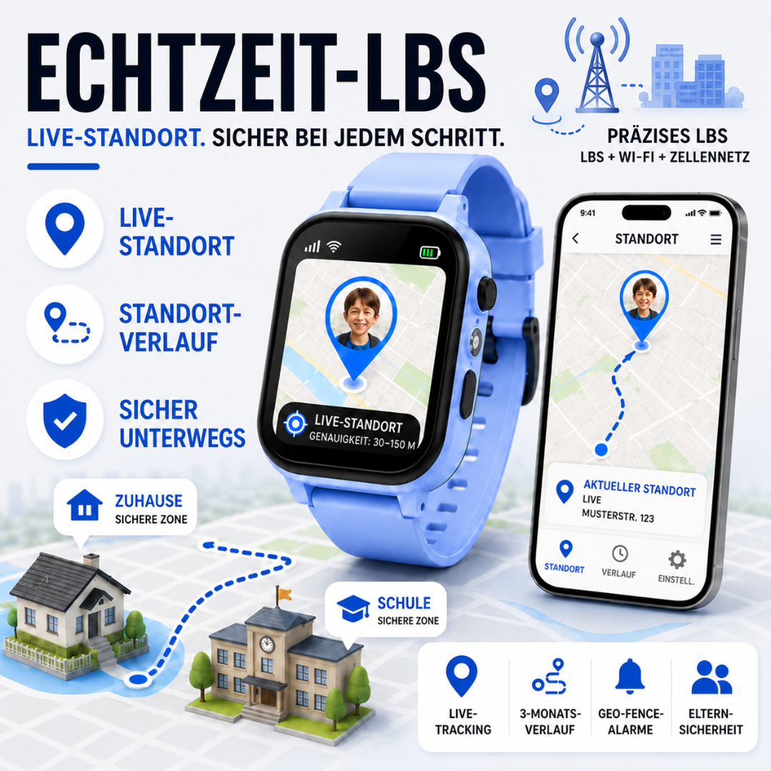 Kinder Smartwatch mit Standortfunktion, Videoanruf, Kamera & SOS-Funktion – SafeTrack Watch