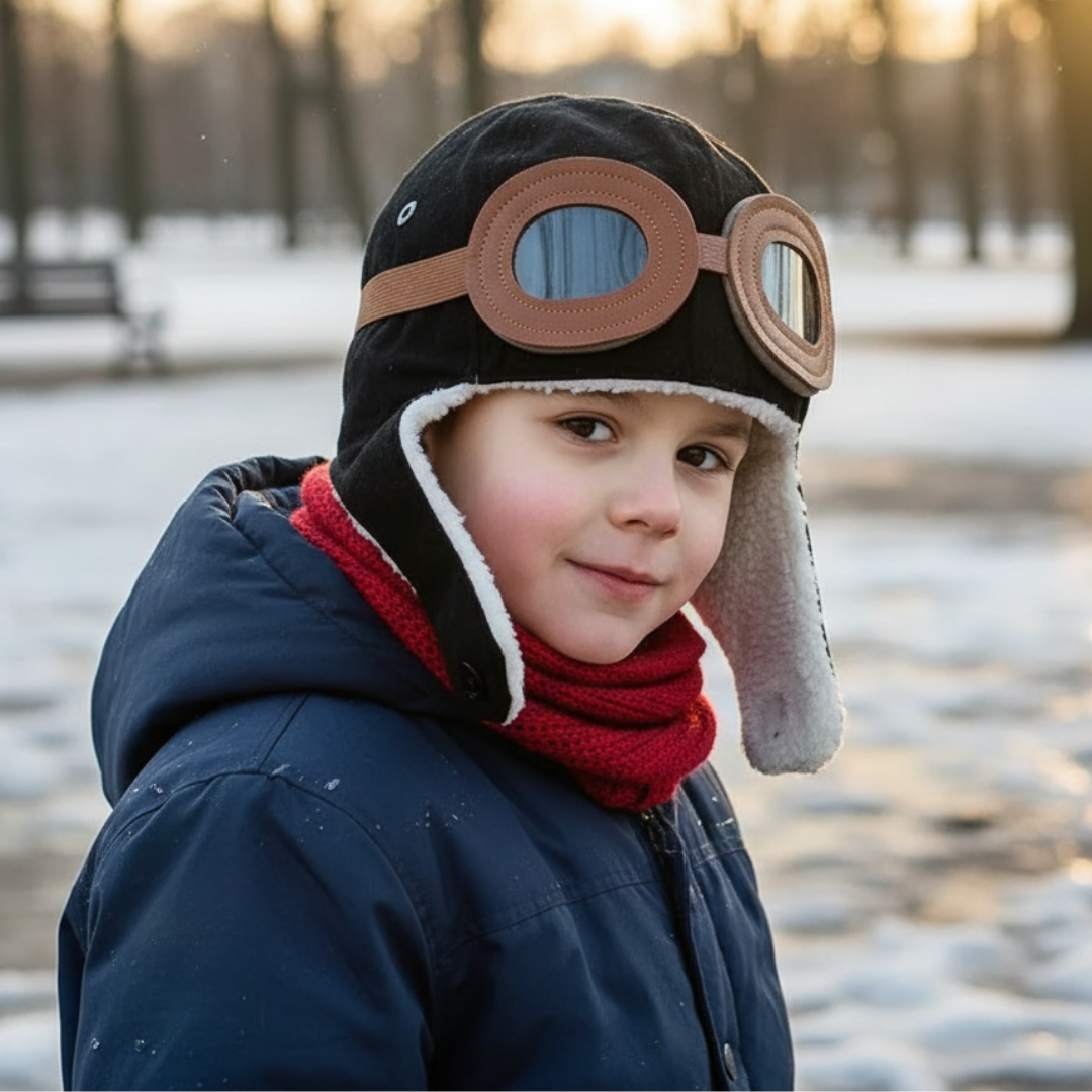 Mütze mit Ohrenschutz & Flieger-Design für Kinder – SkyPilot Cap