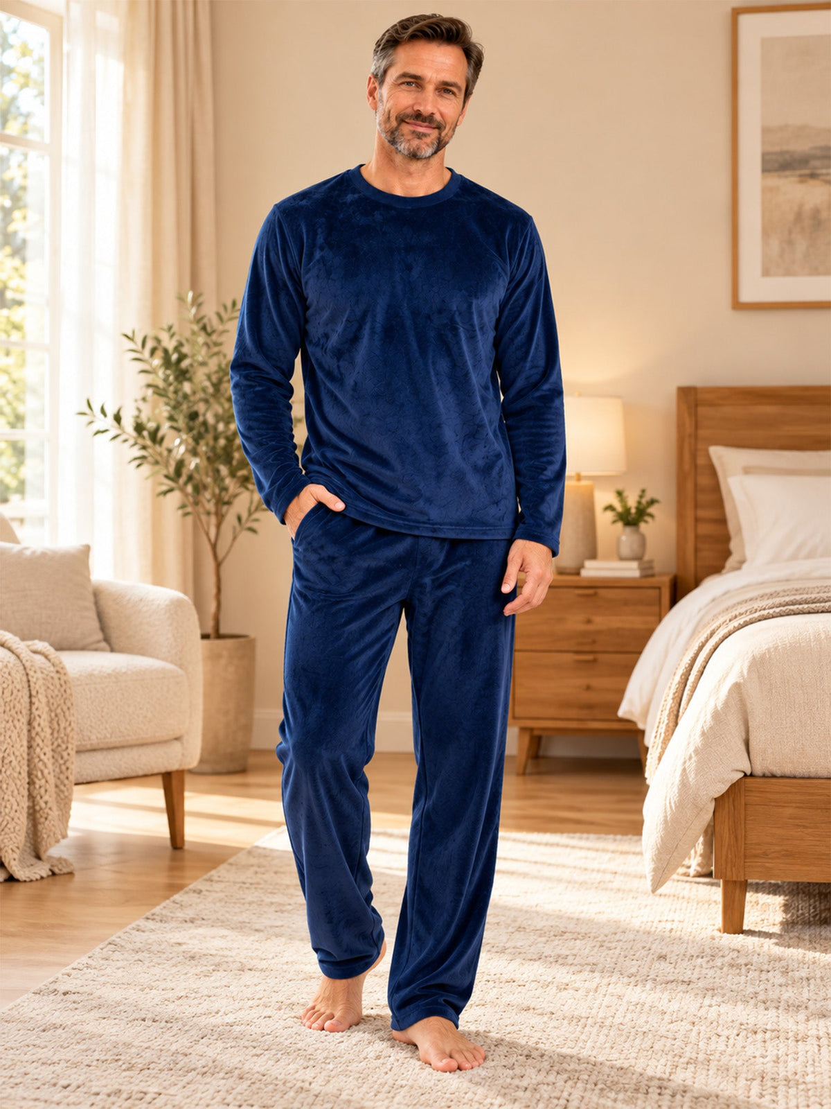Herren Kuscheliges Thermo-Samt-Pyjama-Set