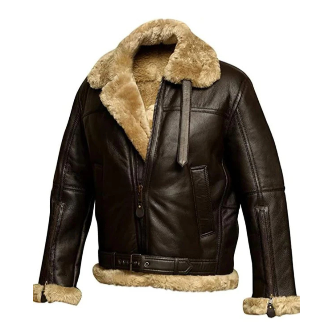 Lederjacke mit Shearling-Futter & Vintage-Design – Nordfell Aviator