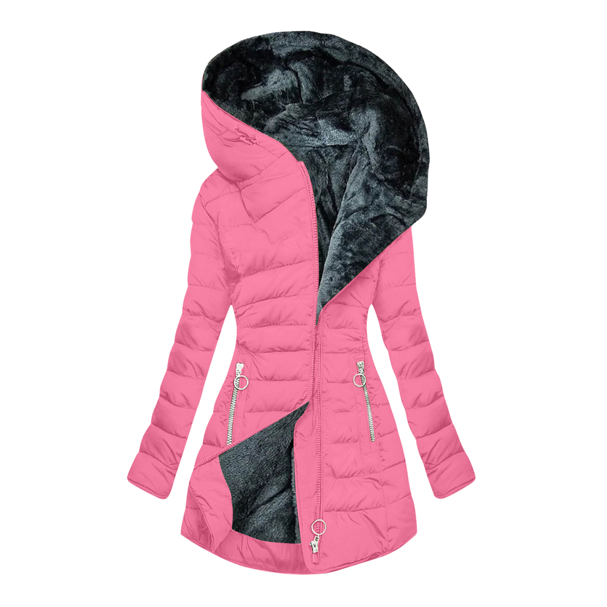 Gesteppte Winter-Daunenjacke für Damen mit Kapuze