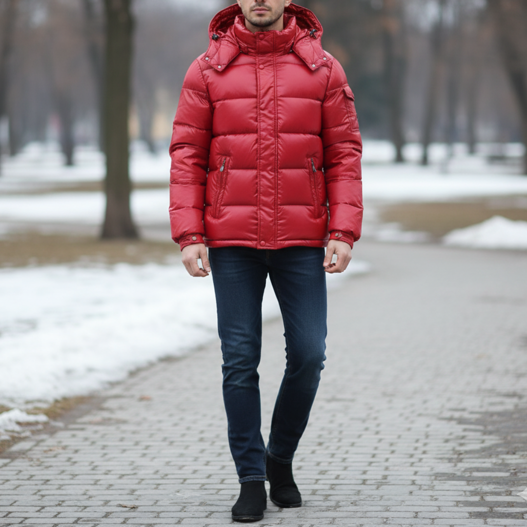 Daunenjacke Herren mit Abnehmbarer Kapuze & Glänzender Oberfläche – NordVail ArcticShield