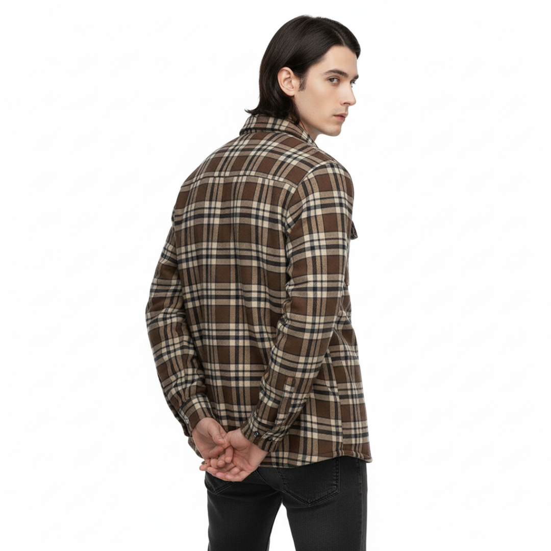 Sherpa Jacket – Herren Flanelljacke mit Fleecefutter & 3 Taschen | Warme Karo Overshirt-Jacke