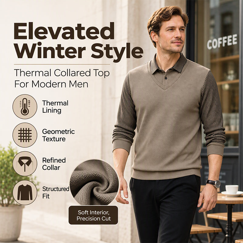 Herren Falscher Zweiteiliger Langarmshirt – Smart Casual Zweiteiliger Look Ohne Aufwand