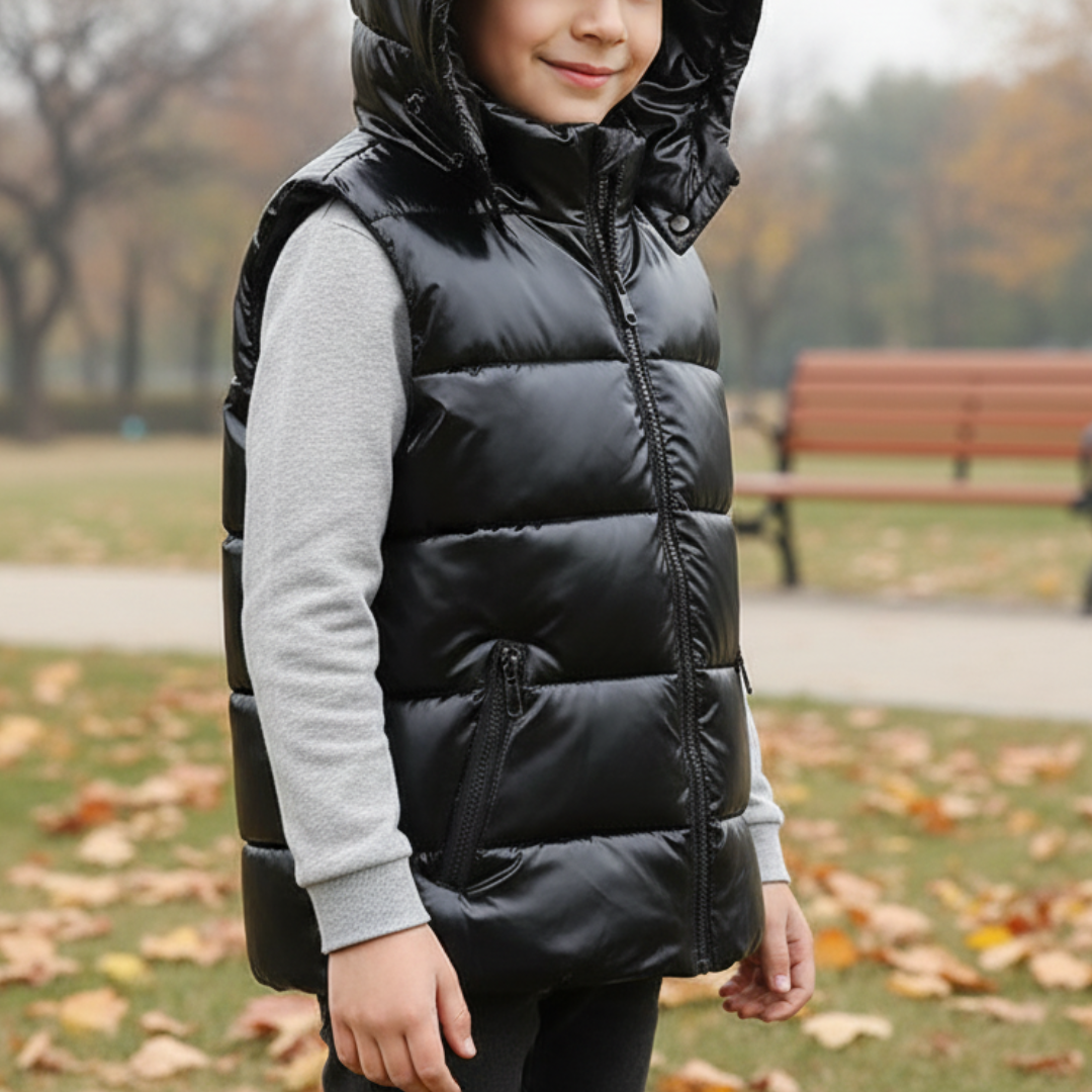 Weste für Kinder mit Kapuze & Glanzoptik – FrostShell Vest
