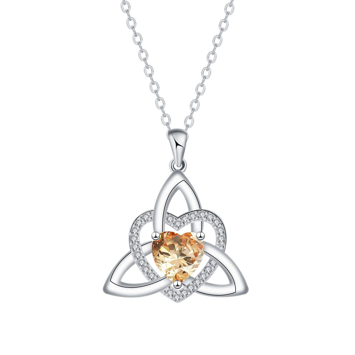 Geburtsstein Keltischer Trinity Knoten Herz Halskette Herzförmiger Keltischer Trinity Knoten Geburtsstein Anhänger