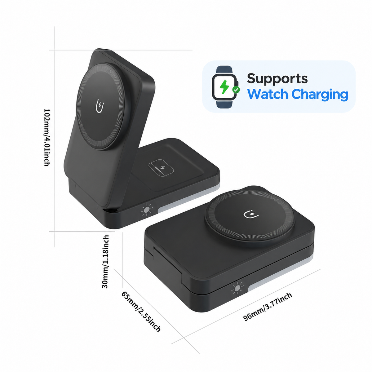 3-in-1 Faltbare Magnetische Ladestation für Alltags-Geräte