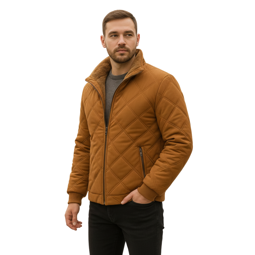 Herren Steppjacke mit Fleece-Futter – Stehkragen Mantel