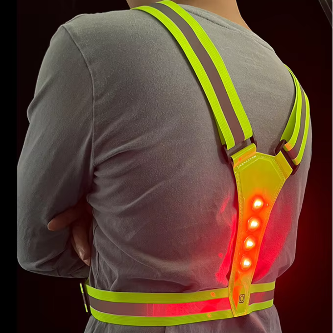 LED Sicherheitsweste mit Reflektor & Blinklicht – SafeBeam Pro