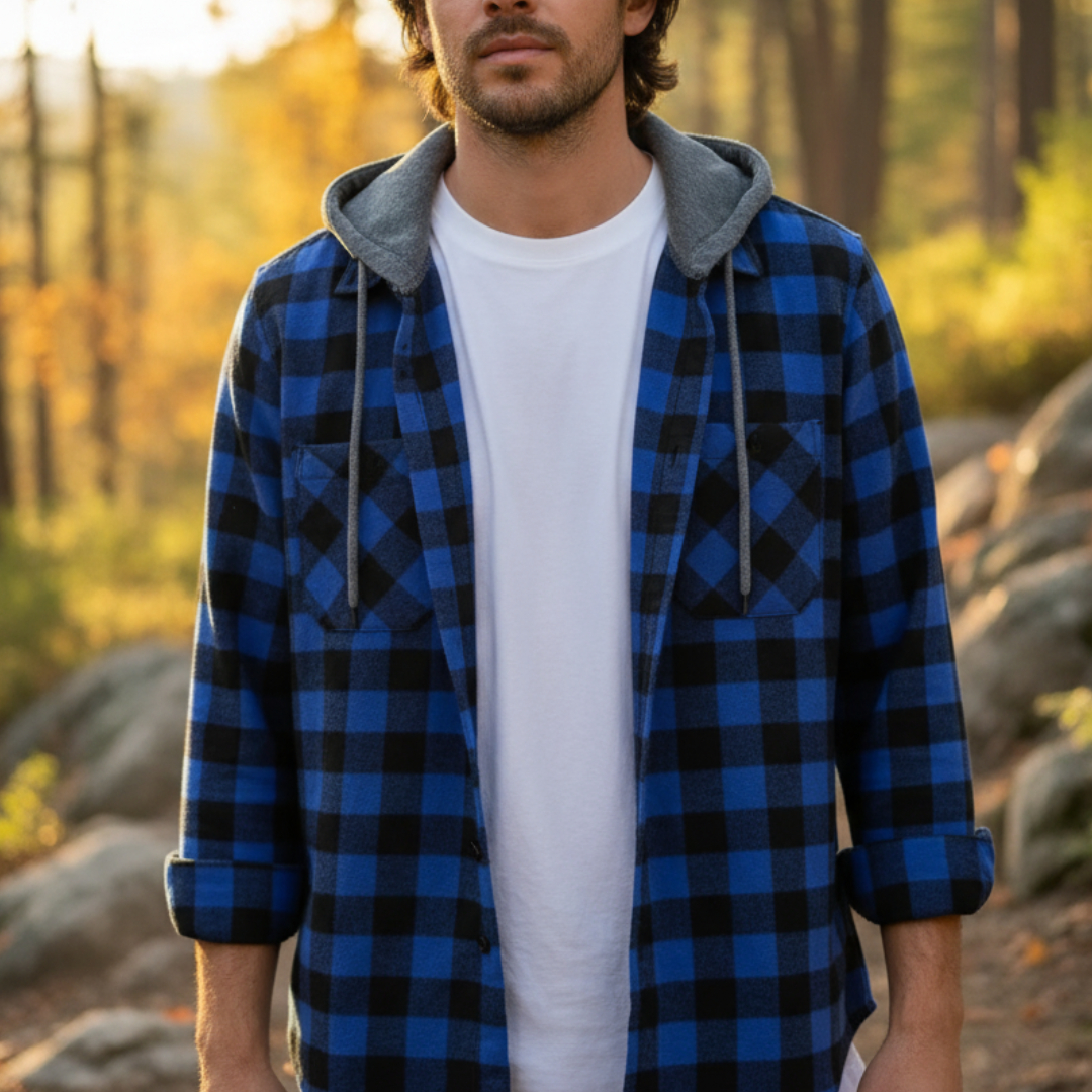 Flanell Pullover mit Kapuze & Karo-Design – Nordspur TrailHaven