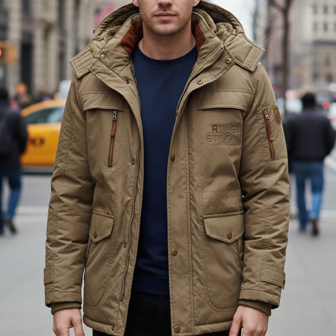 Winterjacke Herren mit Kapuze & Windschutz – NordGlacier Parka