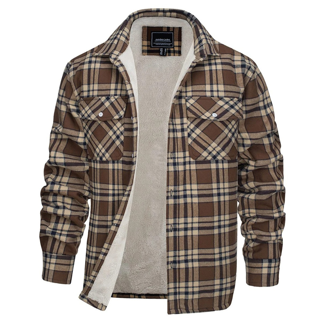 Sherpa Jacket – Herren Flanelljacke mit Fleecefutter & 3 Taschen | Warme Karo Overshirt-Jacke