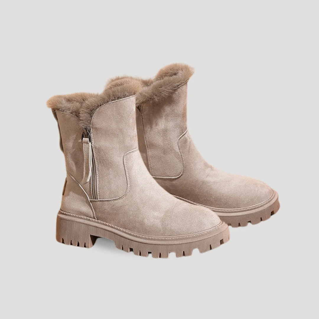 Stiefel Damen Winter knöchelhoch mit Fellfutter & Profilsohle – FrostLuxe Boots