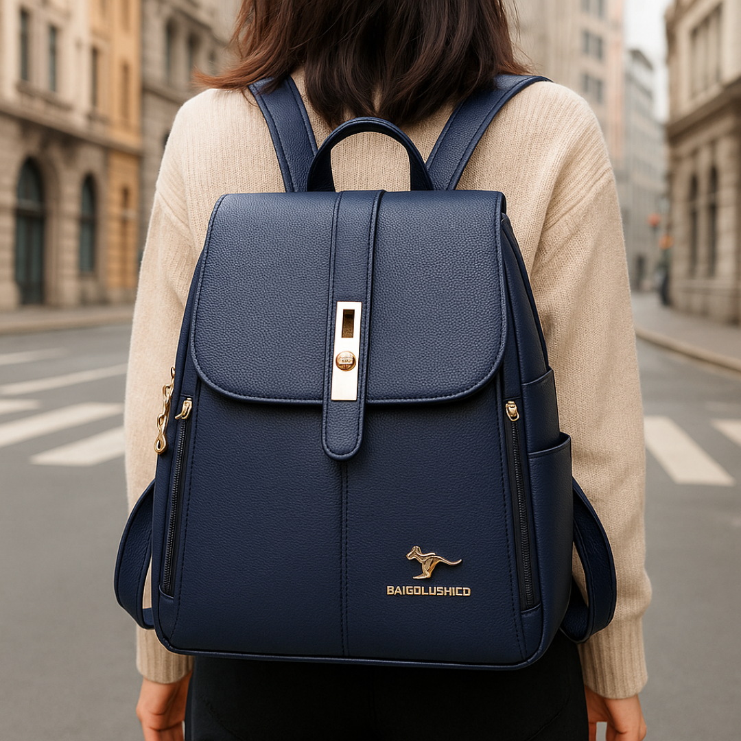 Leder Taschen Rucksack für Damen mit Schloss & Fächern – ClassicCharm Backpack