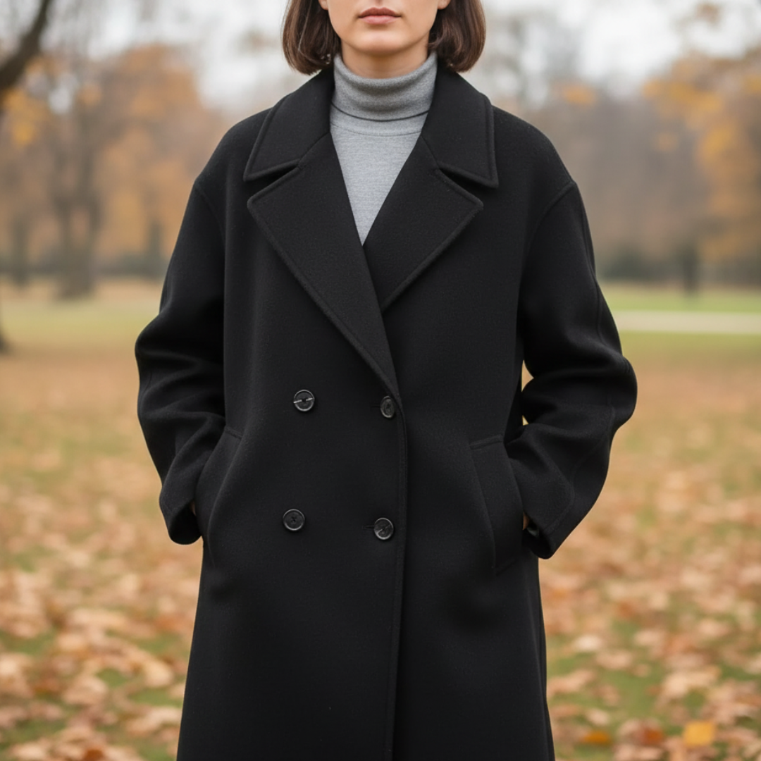 Mantel Damen Oversized mit Doppelreiher & Taschen – Nordveil Woolen Coat