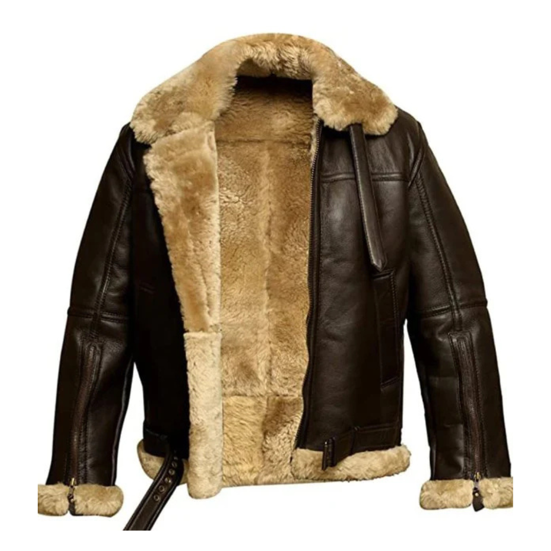 Lederjacke mit Shearling-Futter & Vintage-Design – Nordfell Aviator