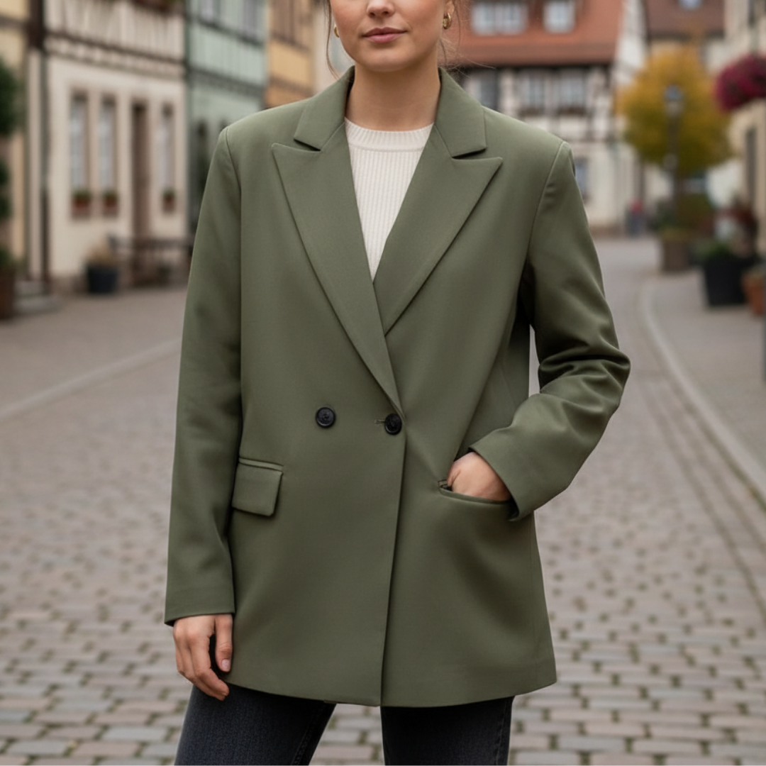 Mantel Damen mit Doppelreiher & Reverskragen – ClassyForm Blazerjacke