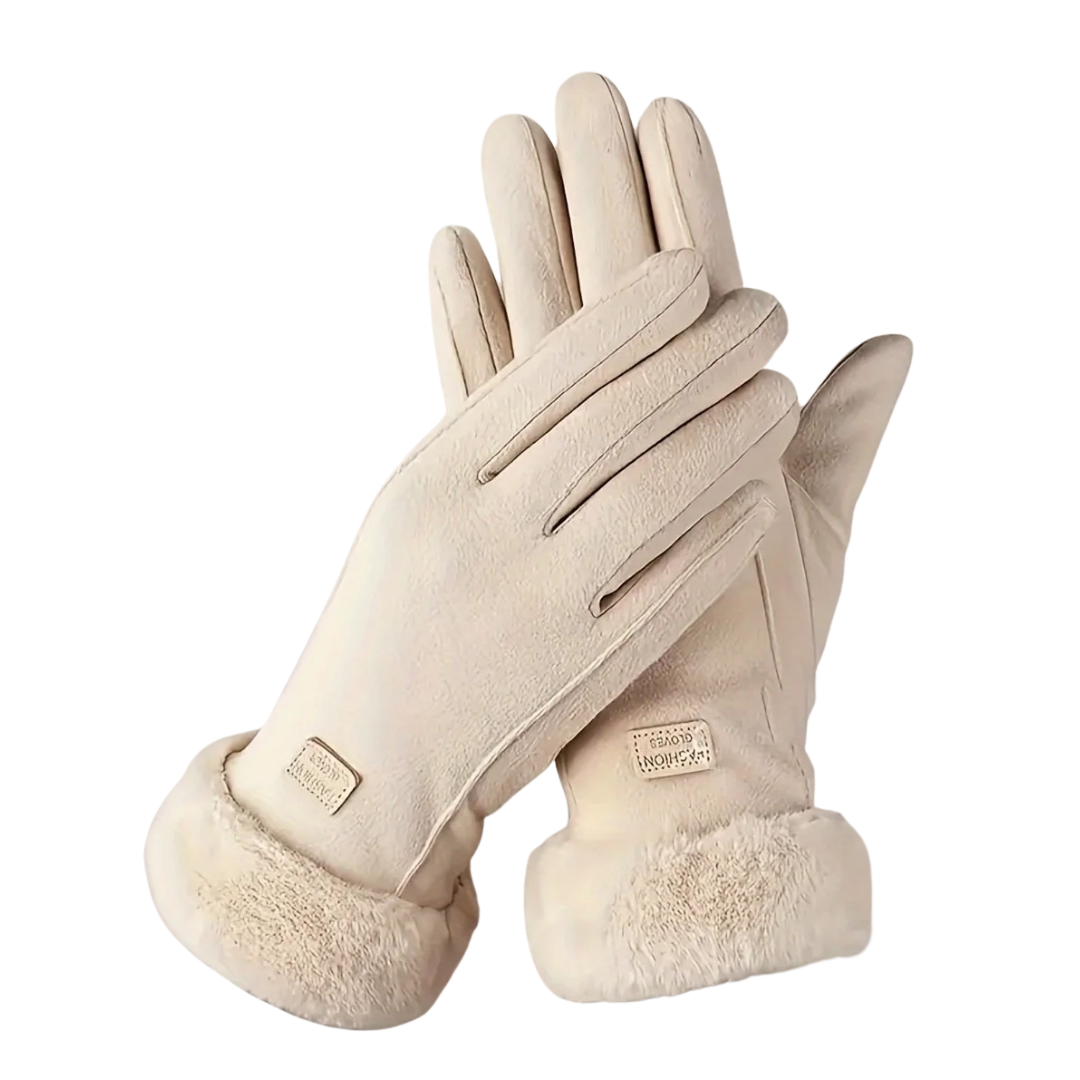 Touchscreen Handschuhe mit Plüschfutter – WinterGrip Beige