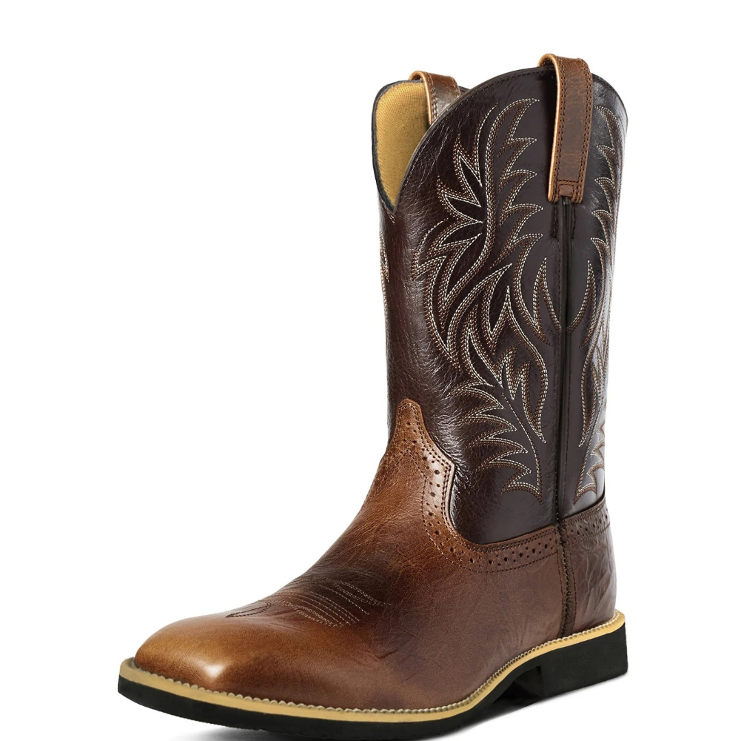 Stiefel mit eckiger Zehenform & klassischer Stickerei – WestRider Boots