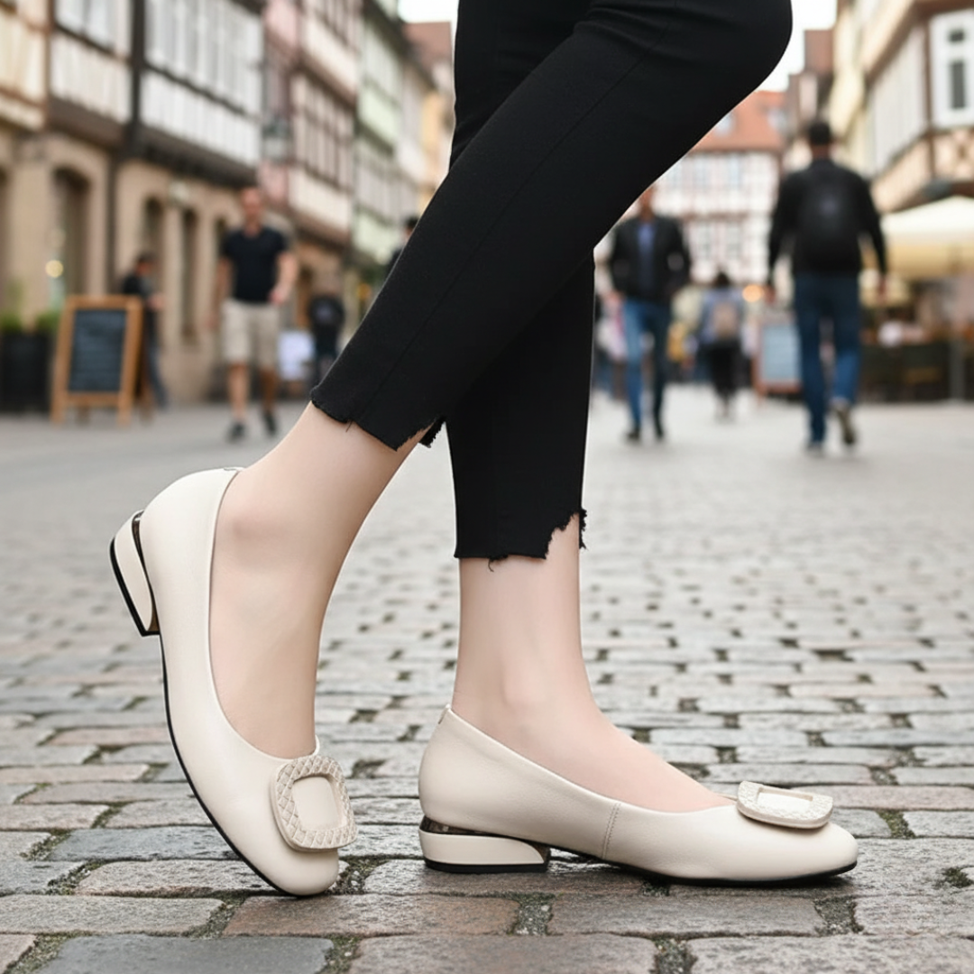Orthopädische Walkingschuhe aus Leder für Damen mit Komfort-Sohle – Nordspur EleganceStep