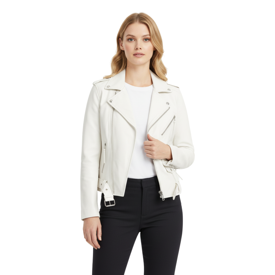 Damen Bikerjacke aus Kunstleder – Moto-Stil
