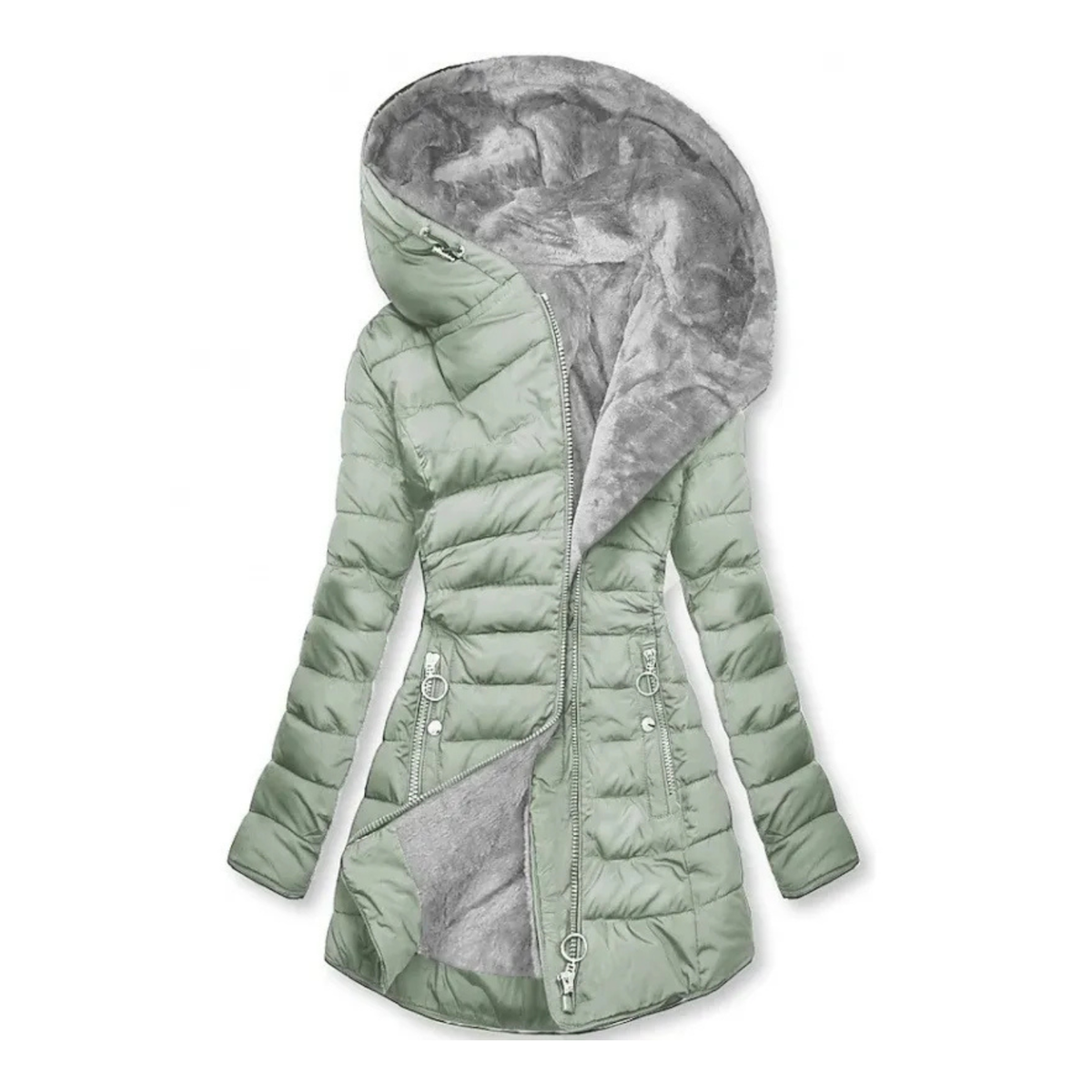 Gesteppte Winter-Daunenjacke für Damen mit Kapuze