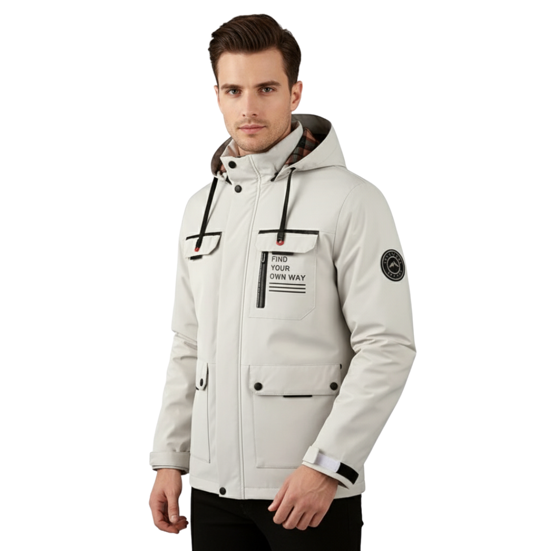 Herren Fleecejacke mit Kapuze – Winddichte Outdoor-Jacke mit Reißverschluss