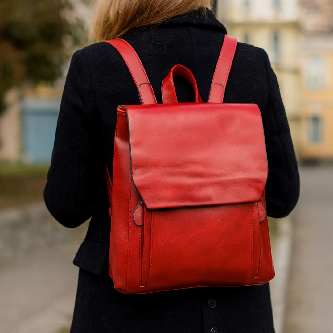 Rucksack Handtasche aus Leder mit Steppmuster – Eleganzia Pack