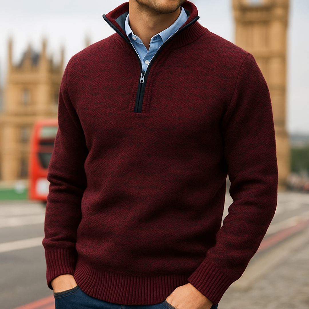Nordspur | MerinoEdge Strickpullover mit Halb-Reißverschluss