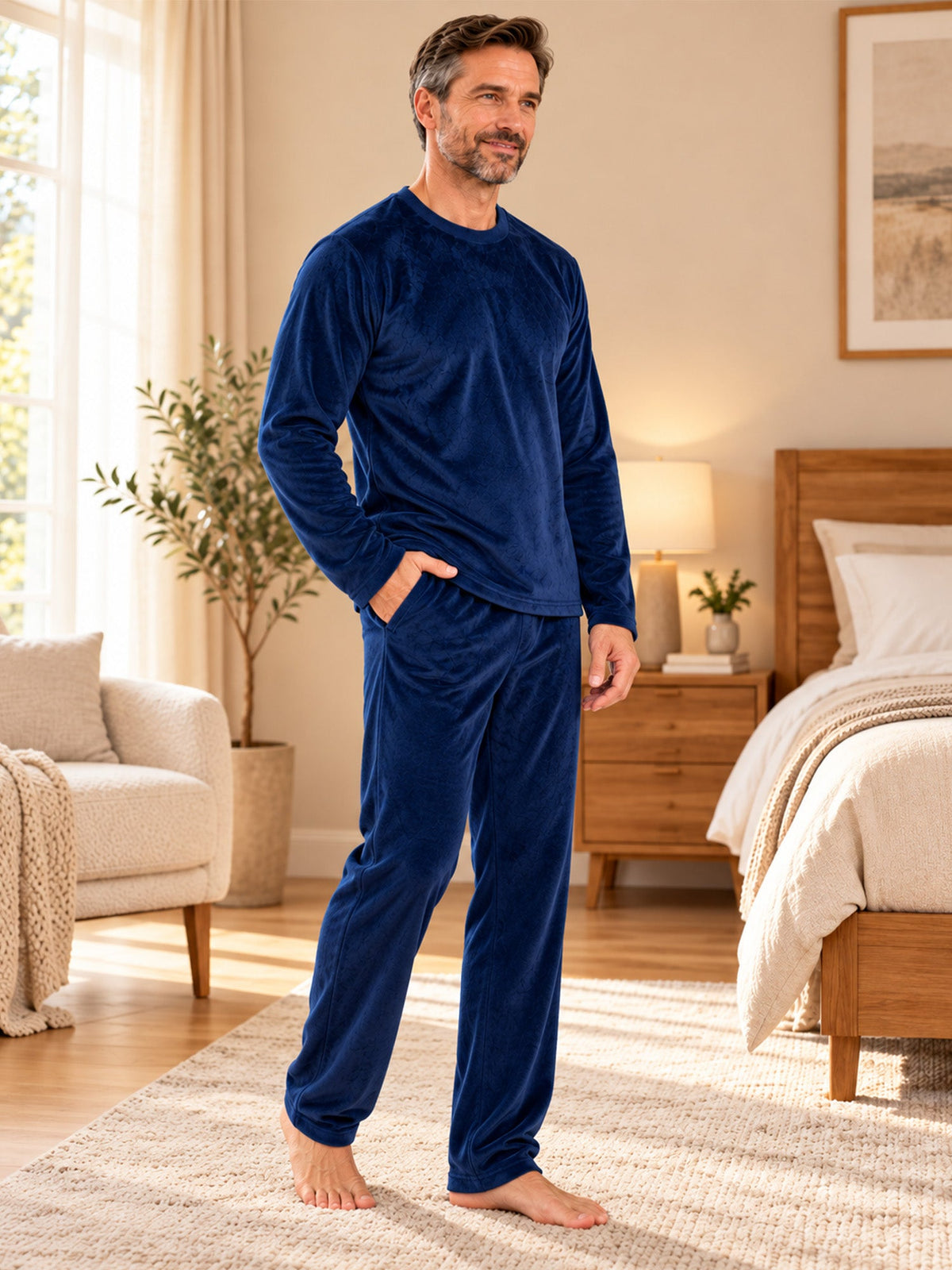 Herren Kuscheliges Thermo-Samt-Pyjama-Set