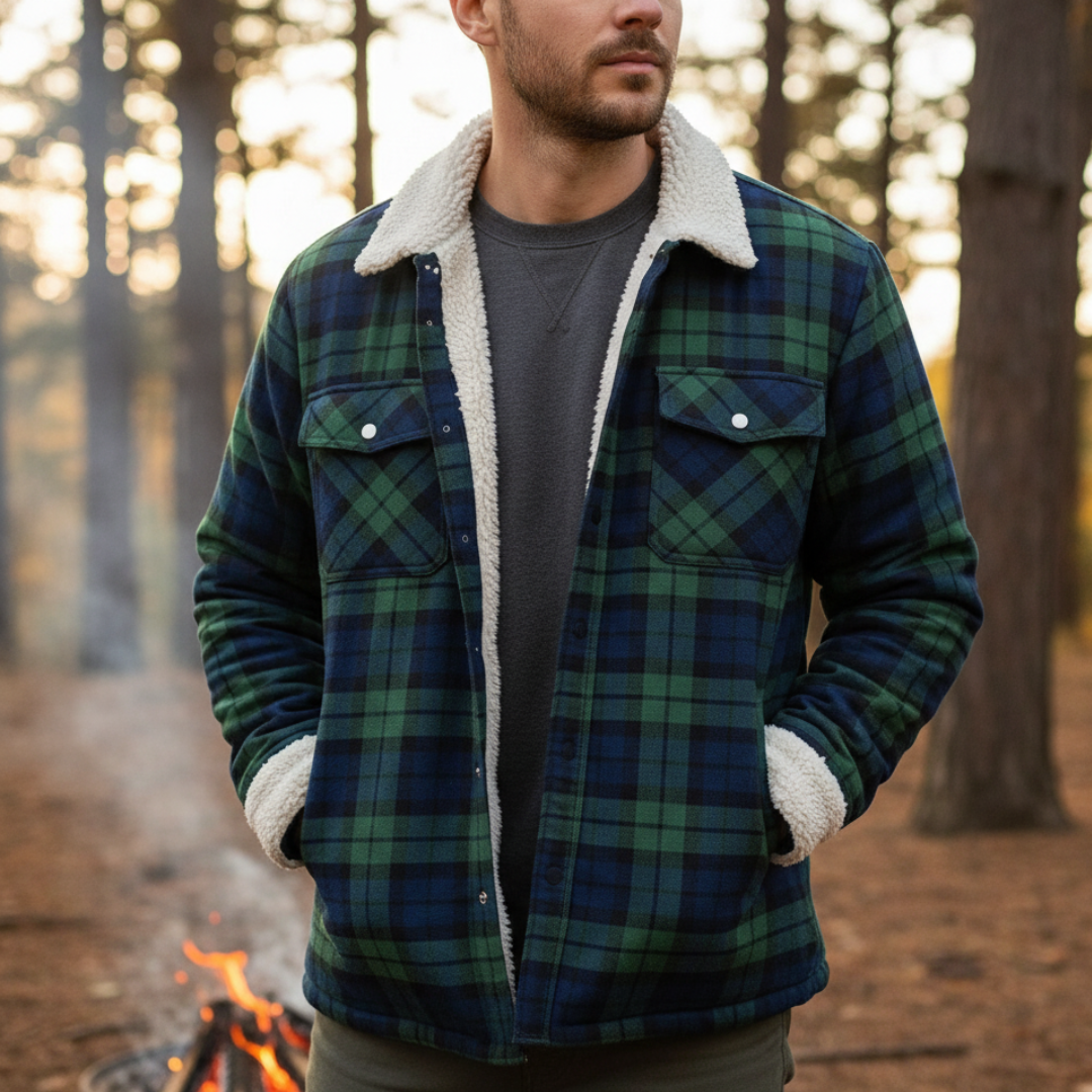 Flanellbluse Herren mit Fleece-Futter & 3 Taschen – NordFell Sherpa Jacket