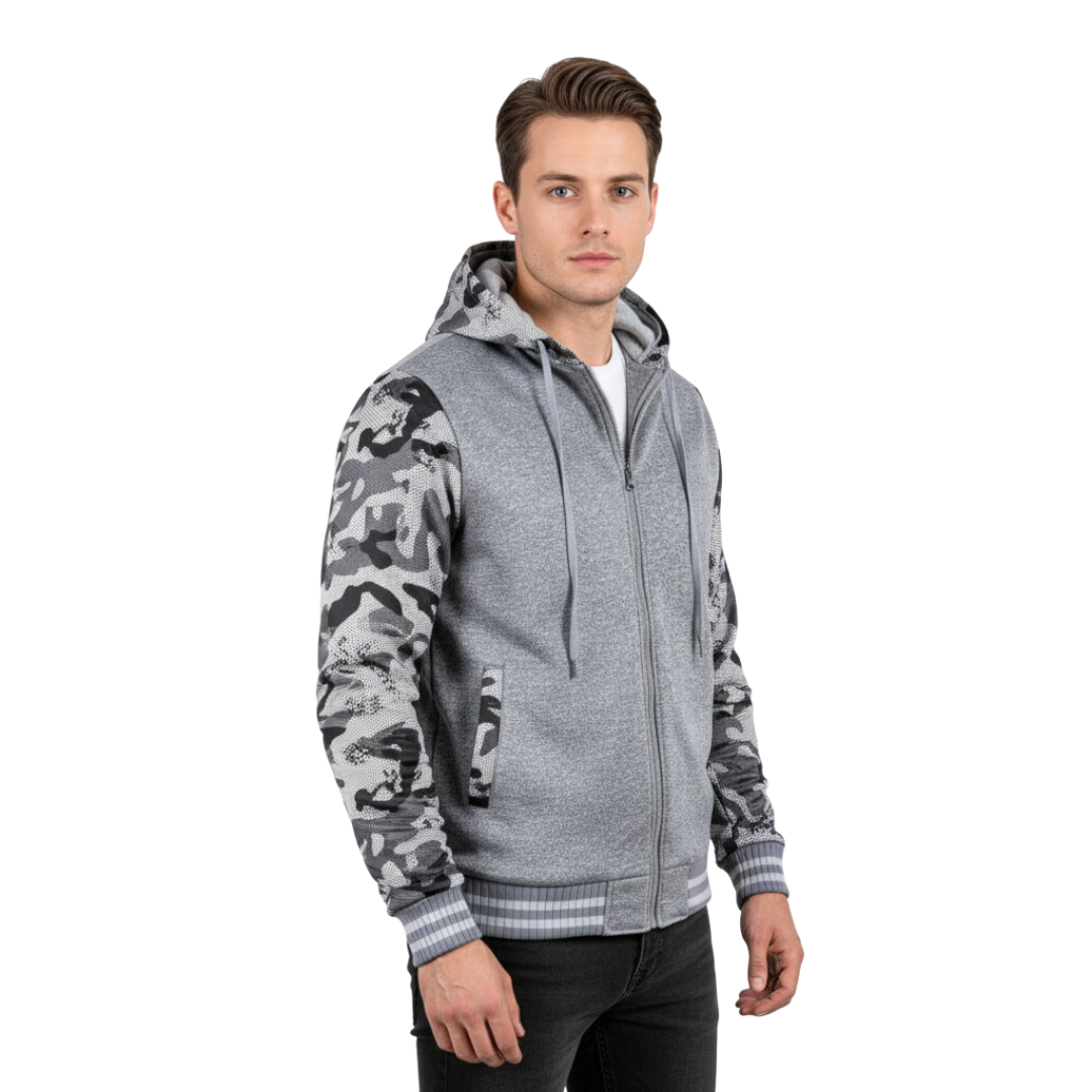 Herren-Fleecejacke mit Wollfutter – Warme Winter-Kapuzenjacke mit Reißverschluss