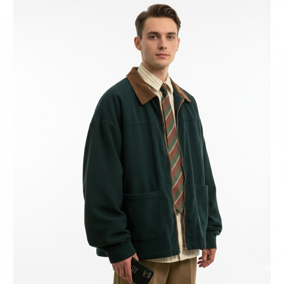 Herren Retro Cord-Bomberjacke – Broadmoor Reißverschlussjacke