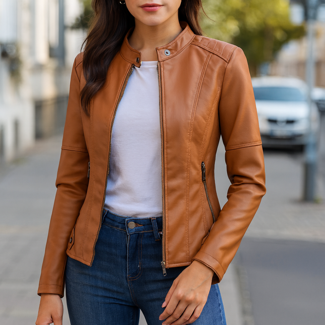 Lederjacke Damen mit figurbetontem Schnitt & zeitlosem Design – Eleganza Jacket