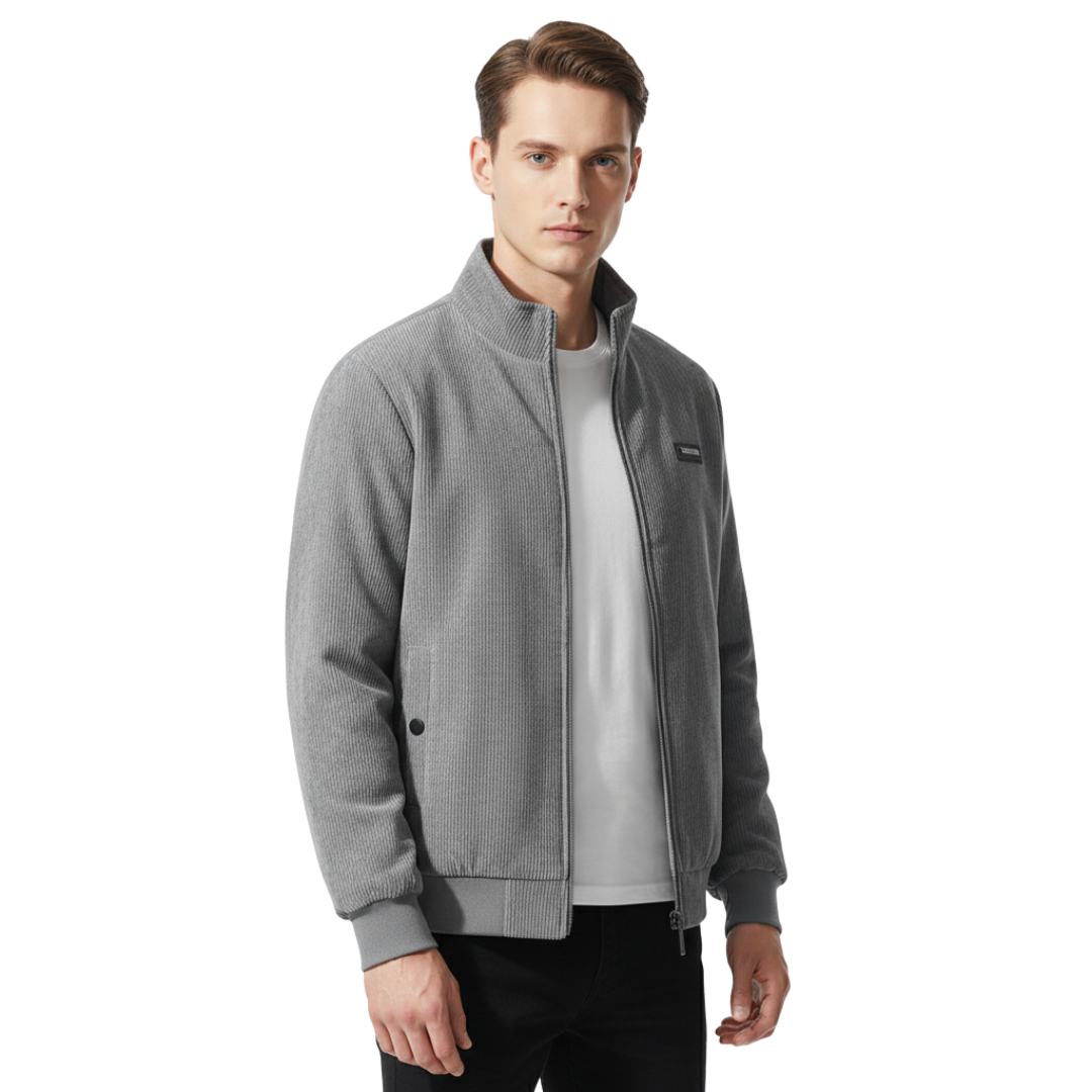 Herren Cordjacke mit Fleecefutter – Warme Winterjacke mit Reißverschluss