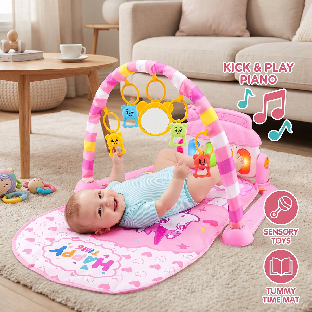 Baby Musik Spielbogen mit Klavier – Interaktive sensorische Aktivitätsmatte (0–24 Monate)